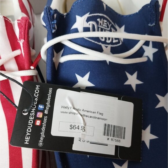 NWT Hey Dude Wally Patriotic American Flag Red Blue Men's Sz 11 - Picture 8 of 11
